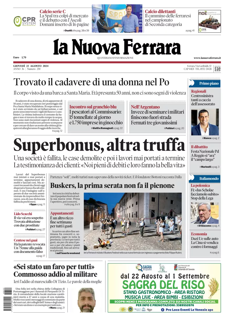 Prima-pagina-nuova ferrara-oggi-edizione-del-2024-08-22